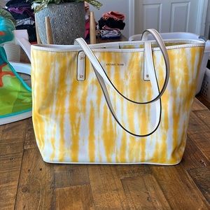 Michael Kors Yellow Tie Dye Large Tote Bag